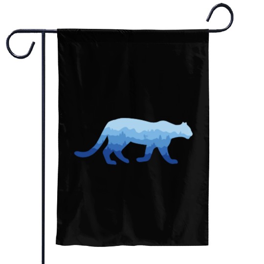 Mountain Lion and Mountain Biker Garden Flags