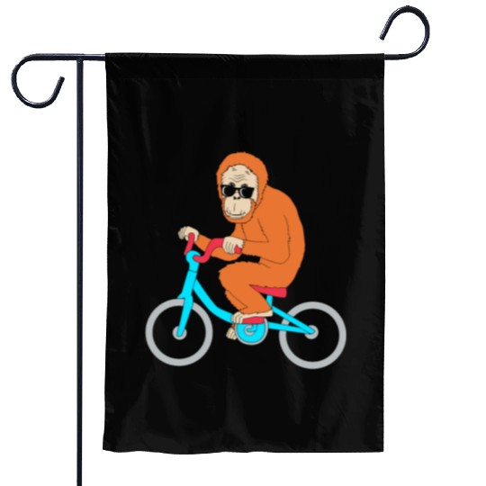 Monkey Riding A Bike Funny Ape Orangutan Garden Flags