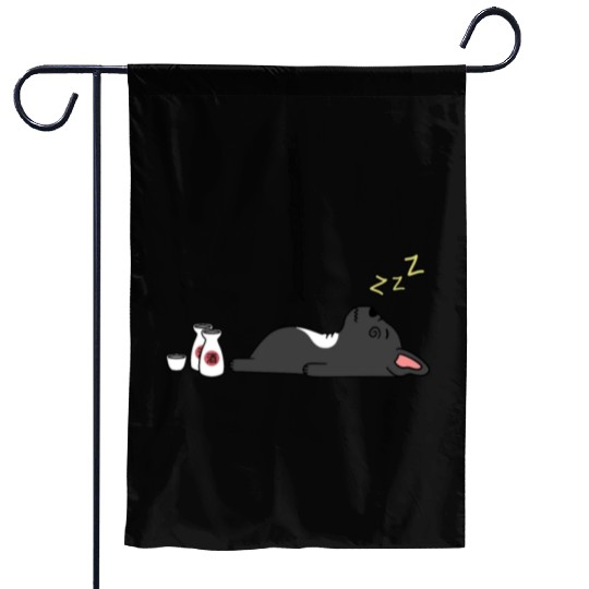 French Bulldog Sake Drunk Garden Flags