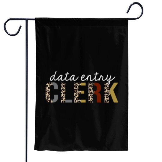 Data Entry Clerk Leopard Print Funny Gift Garden Flags