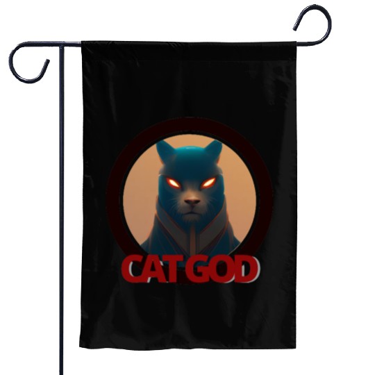 Samurai Cat God Garden Flags