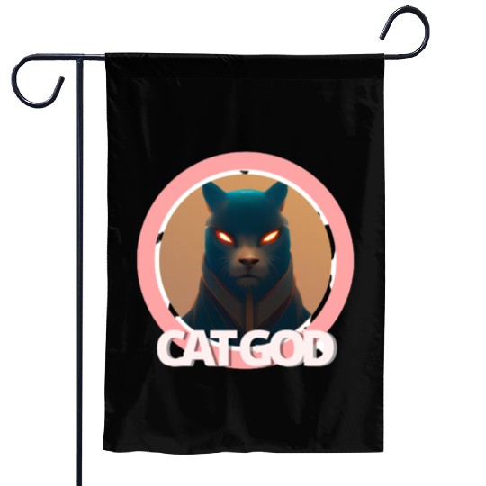 Samurai Cat God Garden Flags