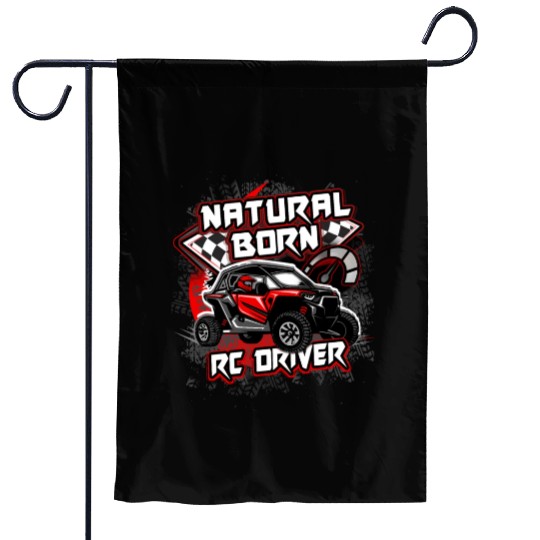 Natural Born RC car Driver Racer Remote Controlled Garden Flags