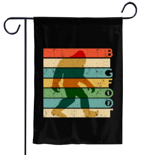 Bigfoot Retro Vintage Sasquatch Yeti Rainbow Garden Flags