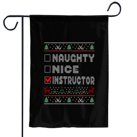 Naughty Nice Instructor, Matching Christmas Group Garden Flags