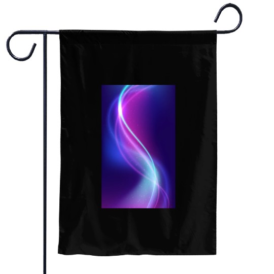 Abstract Blue Pink Waves Garden Flags