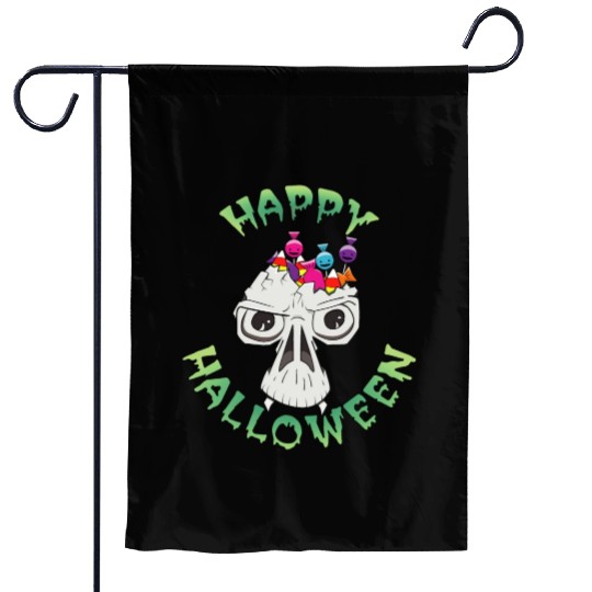 Candy Skull Happy Halloween Cartoon Garden Flags