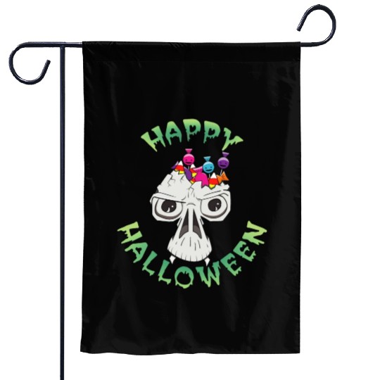 Candy Skull Happy Halloween Cartoon Garden Flags