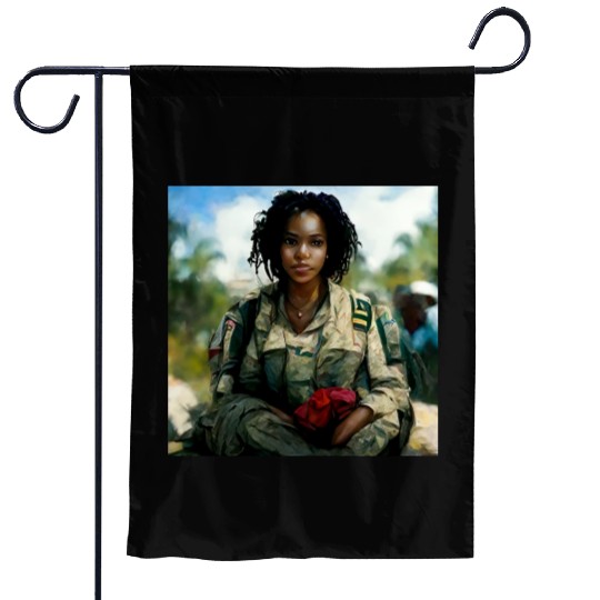 Beautiful US army combat medic painting Garden Flags