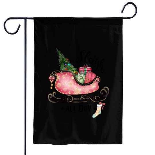 Sleigh All Day Garden Flags