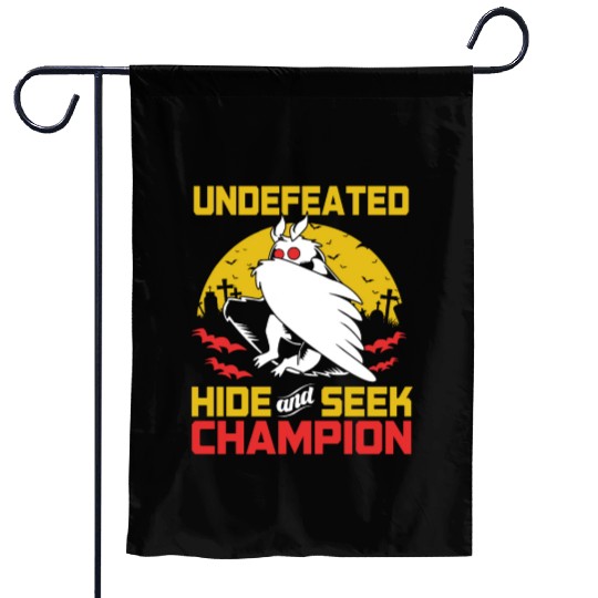 Undefeated Hide And Seek Champion Funny Mothman Garden Flags