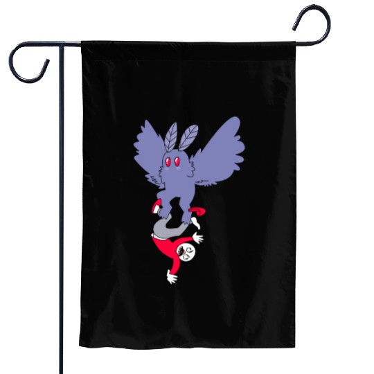 Mothman Abducting Human Goth Cryptid Funny Mothman Garden Flags