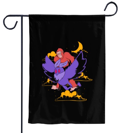 Bigfoot Riding Mothman Funny Cryptozoology Garden Flags