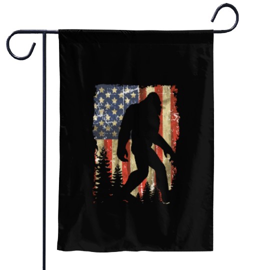 Bigfoot Believe Sasquatch American Flag Silhouette Garden Flags