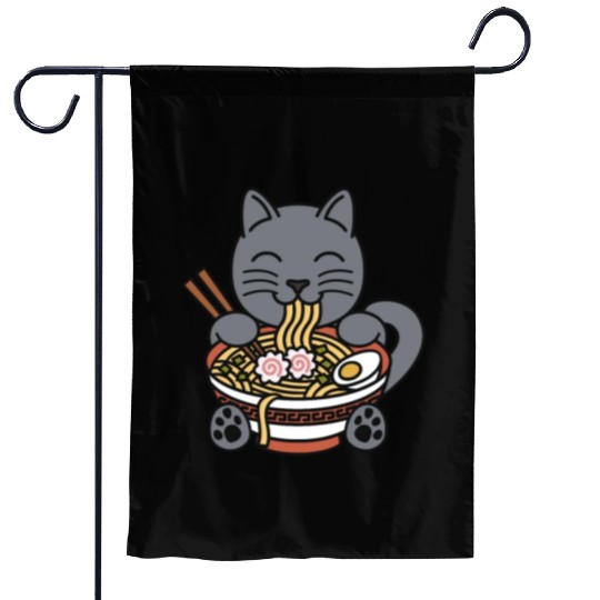 British Shorthair Cat Ramen Noodles Garden Flags