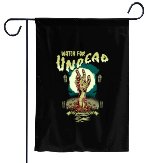 Watch For Undead Halloween Zombie Hand Spooky Scar Garden Flags