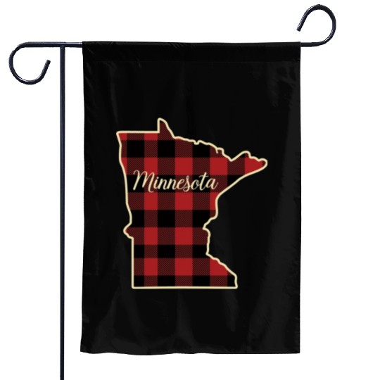 Minnesota Buffalo Plaid Silhouette Home State Garden Flags