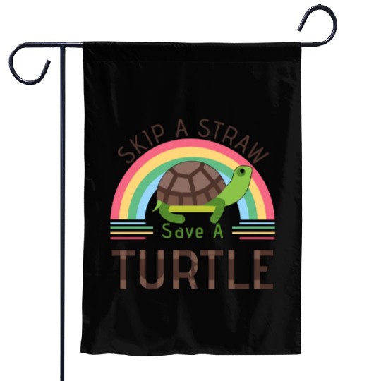 Rainbow Skip A Straw Save A Turtle Turtles Lover Garden Flags