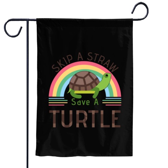 Rainbow Skip A Straw Save A Turtle Turtles Lover Garden Flags