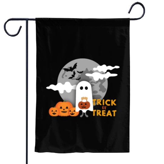 Halloween Trick or Treat Ghost Pumpkins Garden Flags