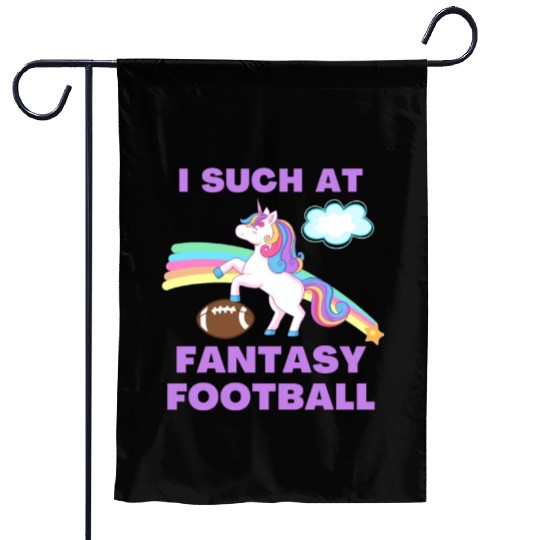 I Suck At Fantasy Football Funny Cute Unicorn Garden Flags