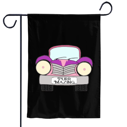 Old Car Pink and Purple Purr Mazing Garden Flags