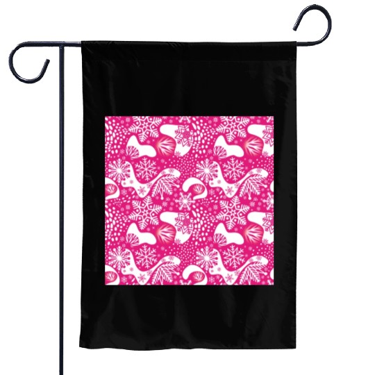Abstract Pink Winter Pattern Garden Flags