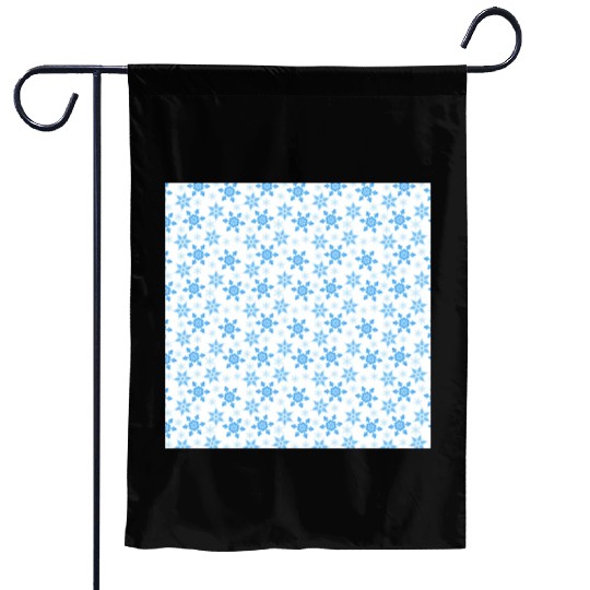 Modern Snowflakes Pattern White Blue Garden Flags
