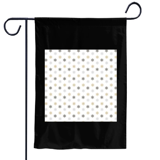 Modern Snowflakes Pattern White Gold Garden Flags