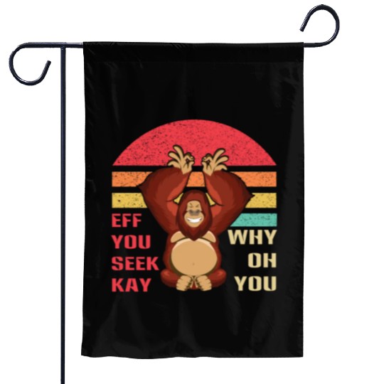 Retro Namaste Animal Meditation Cute Monkey Yoga Garden Flags