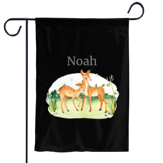 Forest Animal Deer Flowers Name Noah Garden Flags