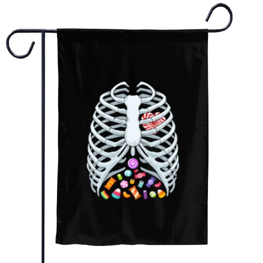 Funny Candy Skeleton Rib Cage Halloween Costume Garden Flags