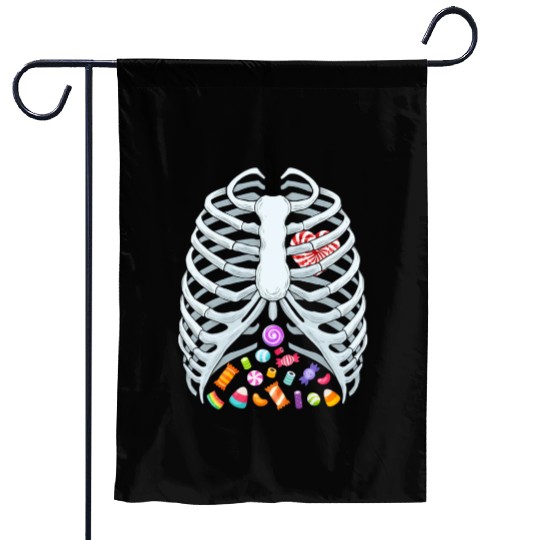 Funny Candy Skeleton Rib Cage Halloween Costume Garden Flags