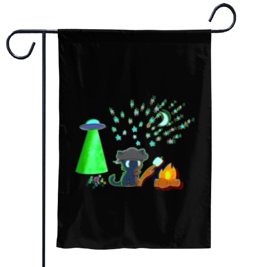 Trick or Treat - Alien Camping Kitten Garden Flags