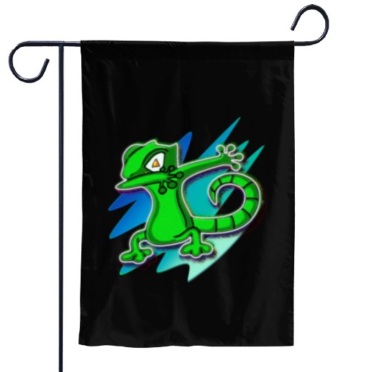 Dabbing Gecko - Jack O Lantern Eyes Garden Flags