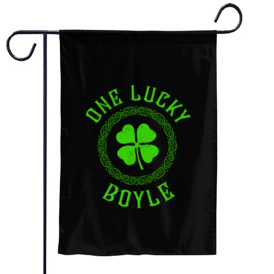 One Lucky Boyle Irish Family 4 Leaf Clover Garden Flags