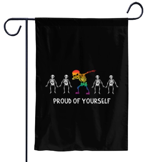 Proud of yourself Halloween LGBTQ Pride Skeleton Garden Flags