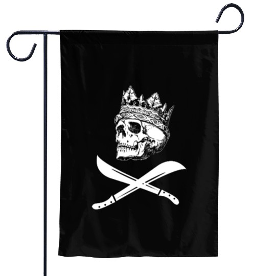 Alpha pirate king logo white Garden Flags