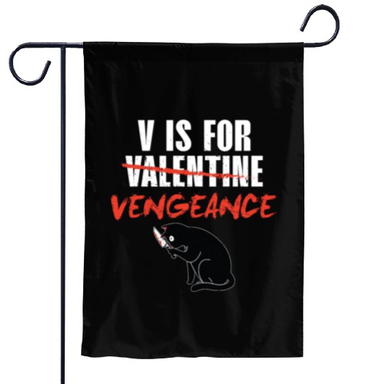 V Is For Valentine Vengeance Cat Halloween Garden Flags