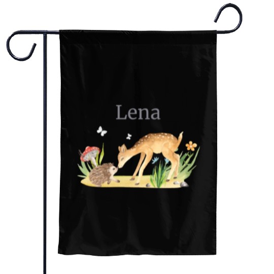 Forest Animal Deer Hedgehog Flowers Name Lena Garden Flags