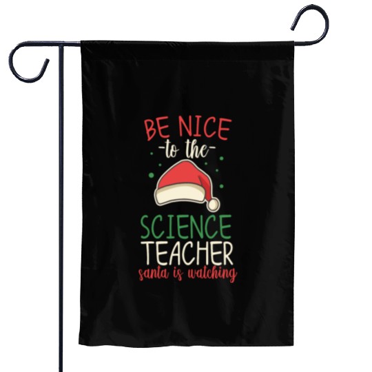 Funny Science Teacher Santa Is Watching Garden Flags