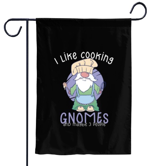 Cooking Cook Chef Gnomes Gnome Lover Funny Gnome Garden Flags
