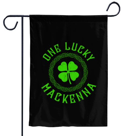 One Lucky MacKenna Irish Family Four Leaf Clover Garden Flags