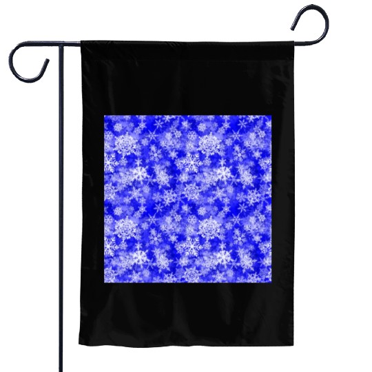 Navy Blue White Snowflakes Pattern Garden Flags