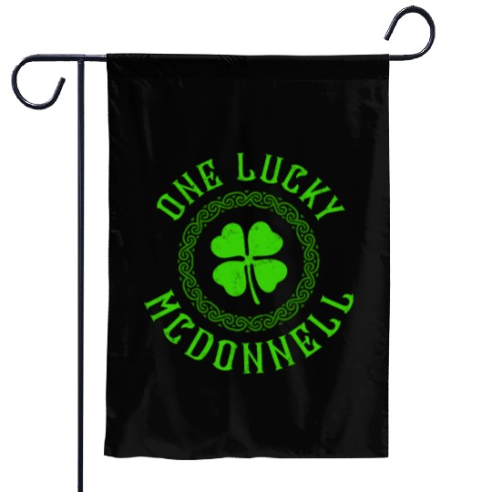 One Lucky McDonnell Irish Family Four Leaf Clover Garden Flags