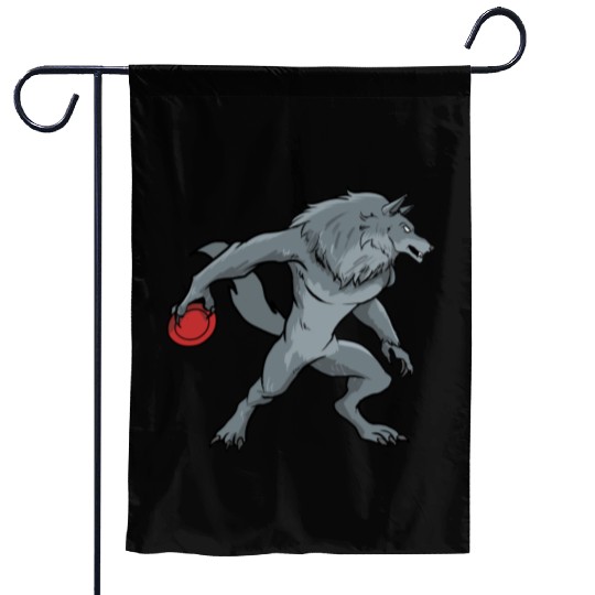 Disc Golf Werewolf Garden Flags