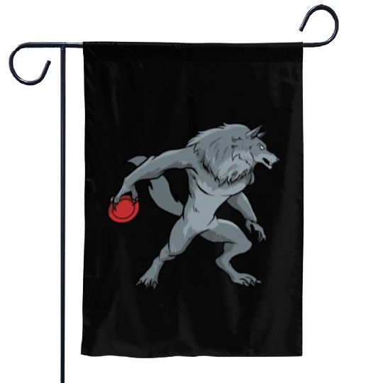 Disc Golf Werewolf Garden Flags