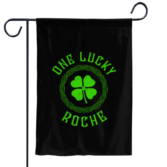 One Lucky Roche Irish Family Four Leaf Clover Garden Flags