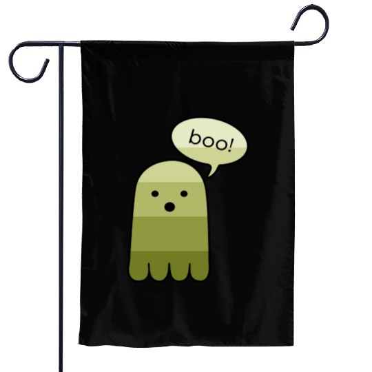 Olive Green Boo Ghost Halloween Garden Flags