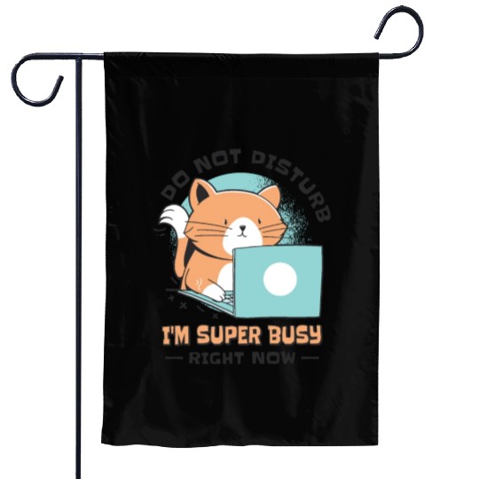 Working Busy Cat Employee Cat Owner Worker Garden Flags